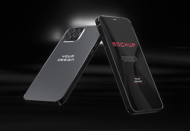 Free Elegant Glossy Dark Smartphone Mock-Up Design Psd