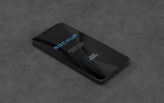 Free Elegant Glossy Dark Smartphone Mock-Up Design Psd