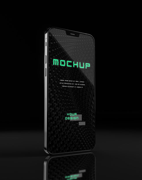 Free Elegant Glossy Dark Smartphone Mock-Up Design Psd