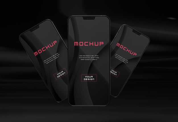 Free Elegant Glossy Dark Smartphone Mock-Up Design Psd