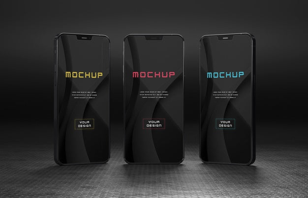 Free Elegant Glossy Dark Smartphone Mock-Up Design Psd