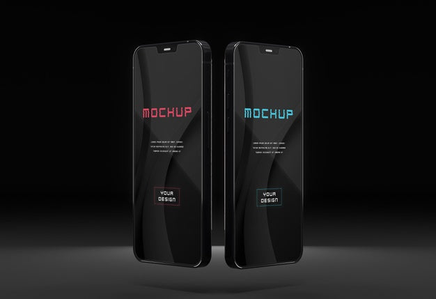 Free Elegant Glossy Dark Smartphone Mock-Up Design Psd