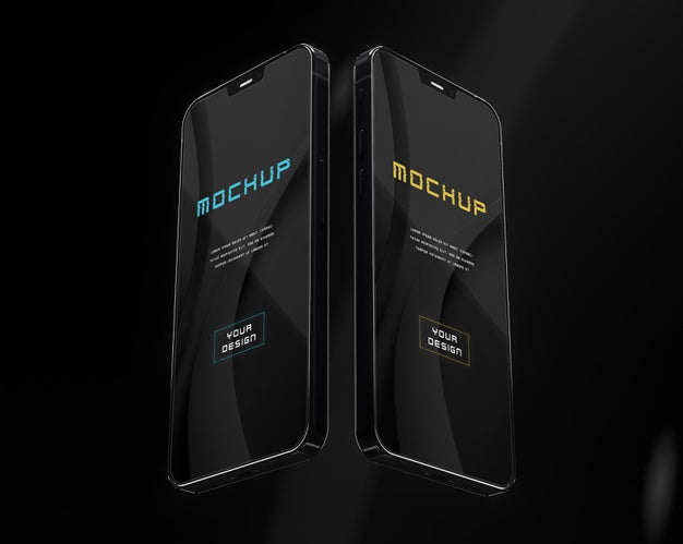 Free Elegant Glossy Dark Smartphone Mock-Up Design Psd