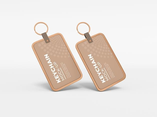 Free Elegant Metal Border Leather Keychain Mockup Psd