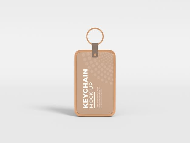 Free Elegant Metal Border Leather Keychain Mockup Psd