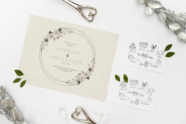 Free Elegant Wedding Invitation On Table Psd