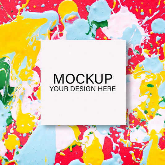 Free Empty Frame On Colorful Paint Background Psd