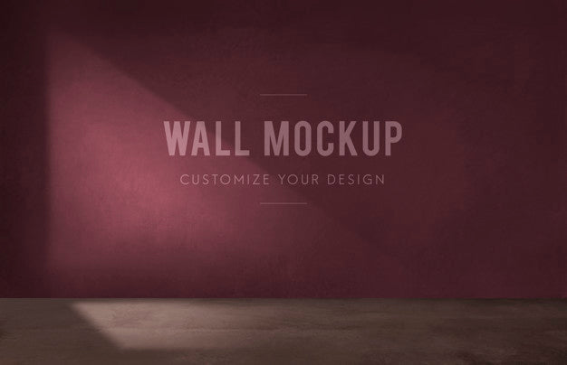 Free Empty Room With A Burgundy Wall Mockup Psd