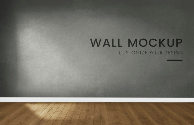 Free Empty Room With A Dark Gray Wall Mockup Psd