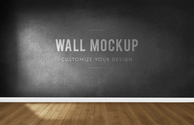 Free Empty Room With A Dark Gray Wall Mockup Psd