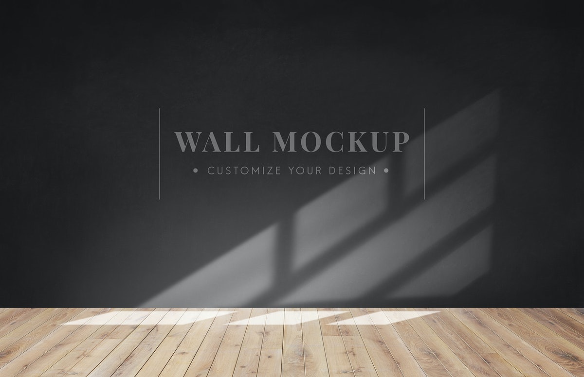 Free Empty Room With A Dark Gray Wall Mockup