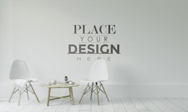 Free Empty Wall Interior Furniture 3D Psd Mockup Psd