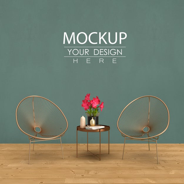 Free Empty Wall Mock Up With Home Decorating In The Living Room Modern Interior. Psd