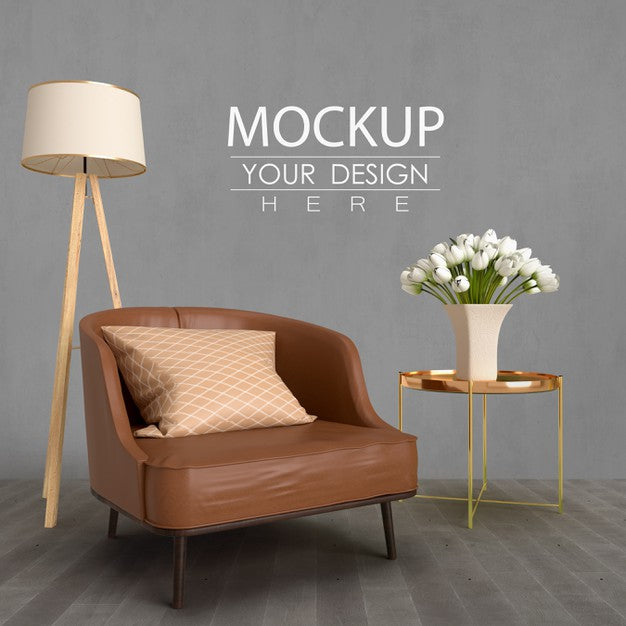 Free Empty Wall Mock Up With Home Decorating In The Living Room Modern Interior. Psd