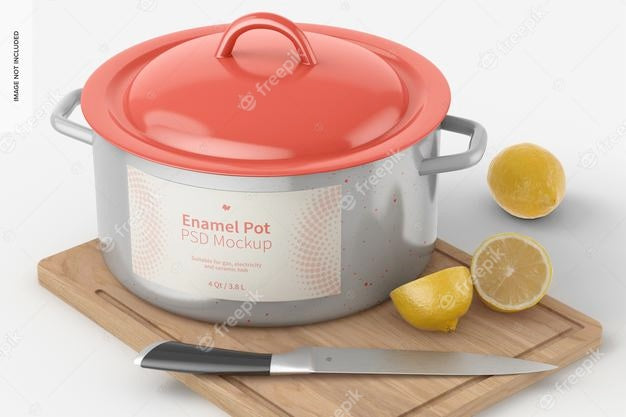 Free Enamel Pot Mockup, Perspective View Psd