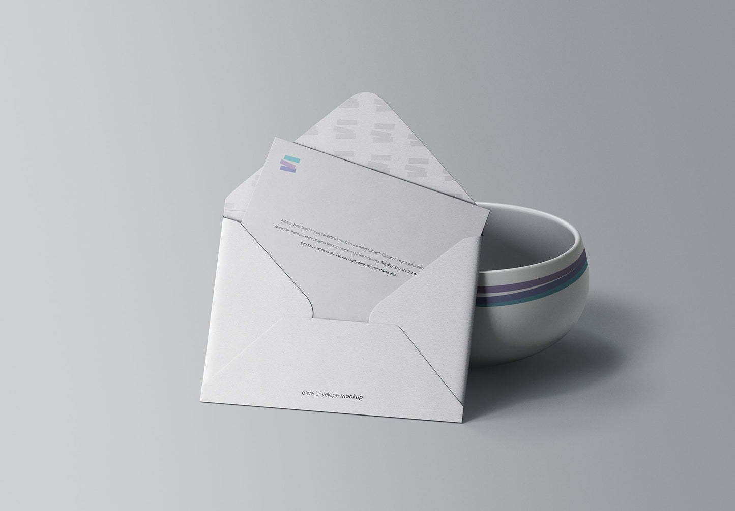 Free Envelope With Bowl Mockup