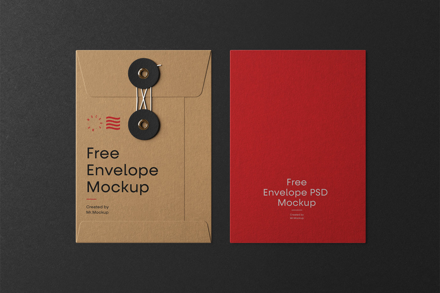 Free Envelope With String Mockup