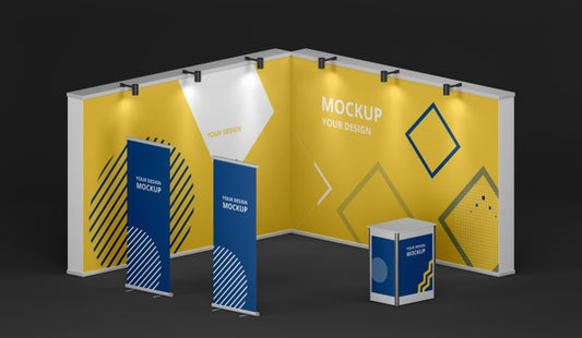 Free Exhibition Stand Mock-Up Composition Psd