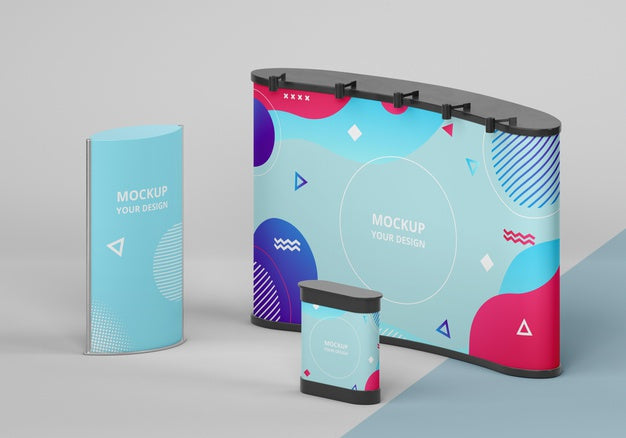 Free Exhibition Stand Mock-Up Composition Psd