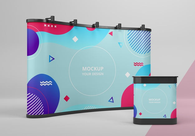 Free Exhibition Stand Mock-Up Composition Psd