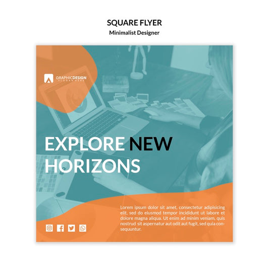 Free Explore New Horizons Square Flyer Template Psd