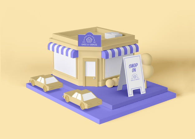 Free Exterior Advert Store Mock-Up Psd