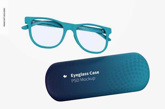 Free Eyeglass Cases Mockup, Falling Psd