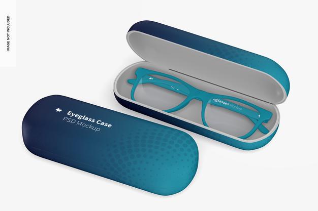 Free Eyeglass Cases Mockup, Opened Psd