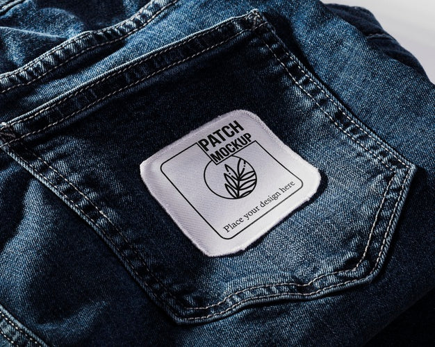 Free Fabric Clothing Patch Mock-Up On Denim Psd