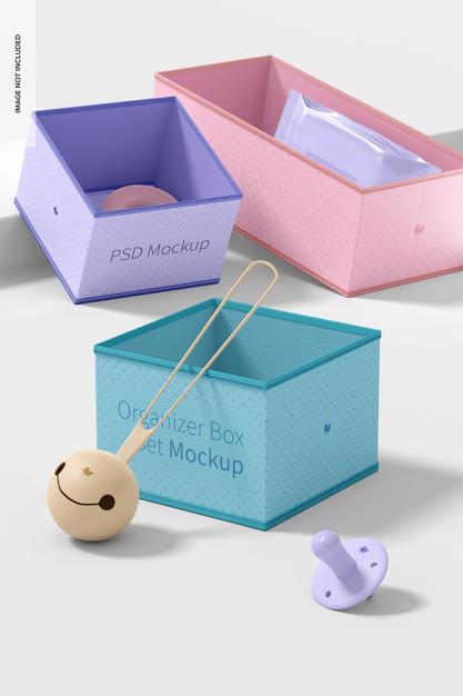 Free Fabric Organizer Box Set Mockup Psd