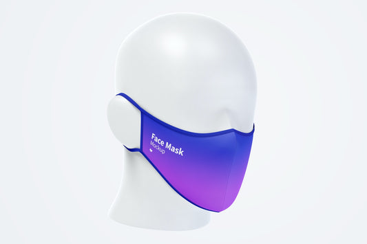Free Face Mask Mockup, Front Half-Side View