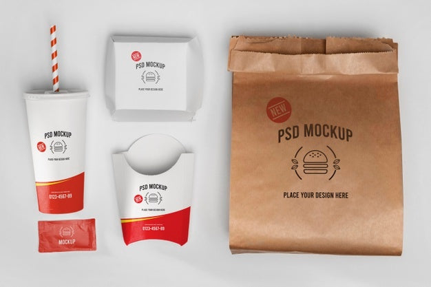 Free Fast Food Branding Mockup Design Psd