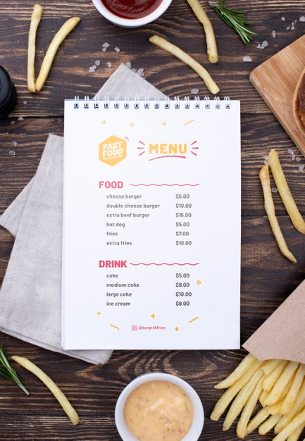 Free Fast Food Menu Concept Mock-Up Psd