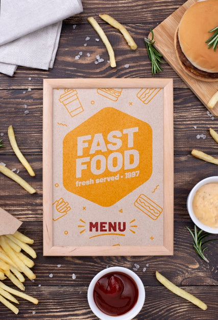 Free Fast Food Menu Concept Mock-Up Psd