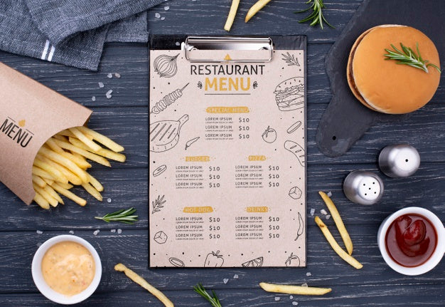 Free Fast Food Menu Concept Mock-Up Psd