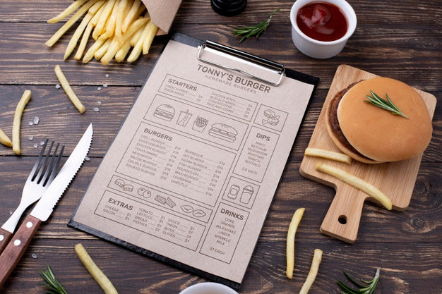 Free Fast Food Menu Concept Mock-Up Psd