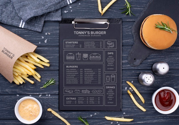 Free Fast Food Menu Concept Mock-Up Psd