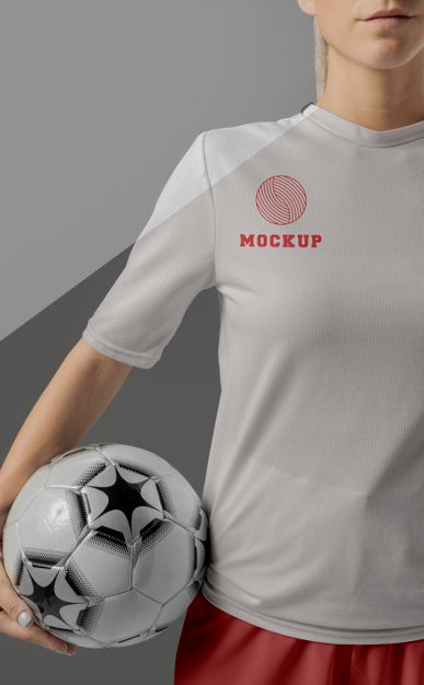 Free Female Soccer Player Apparel Mock-Up Psd