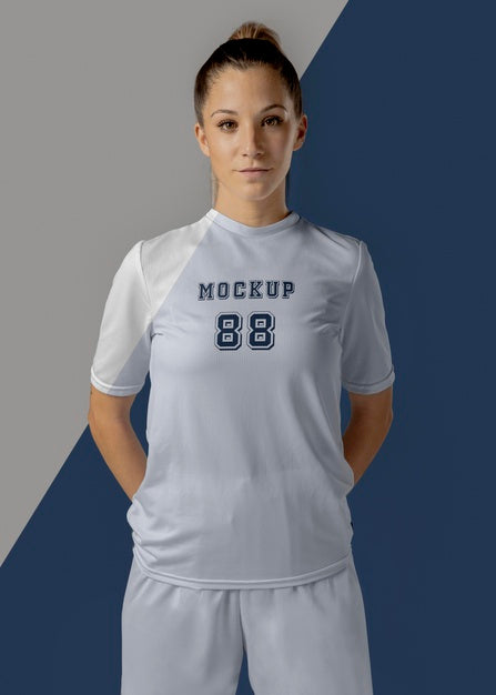 Free Female Soccer Player Apparel Mock-Up Psd