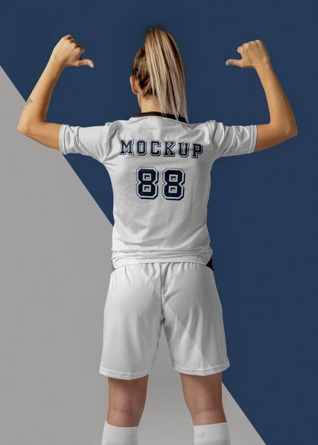 Free Female Soccer Player Apparel Mock-Up Psd