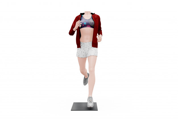 Free Female Sport Outfit Mock-Up Isolated Psd