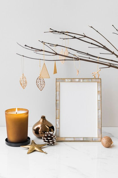 Free Festive Photo Frame On A Table Psd