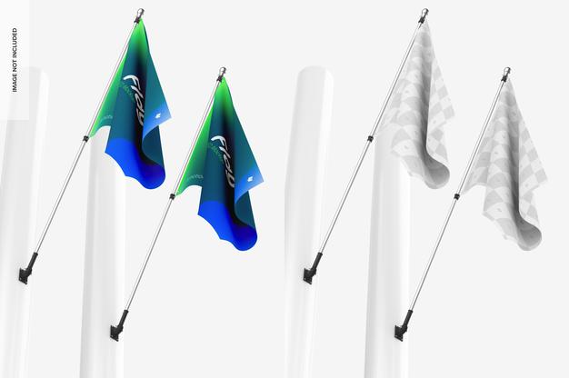 Free Flag Mockup, Low Angle View Psd