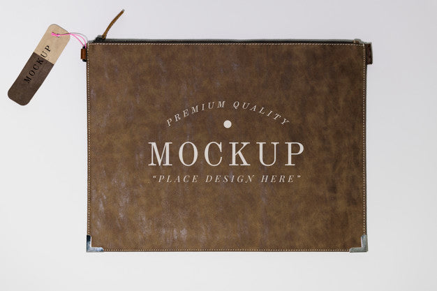 Free Flat Brown Leather Purse Mockup Psd