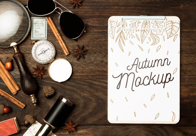 Free Flat Lay Autumn Travel Mock-Up Psd