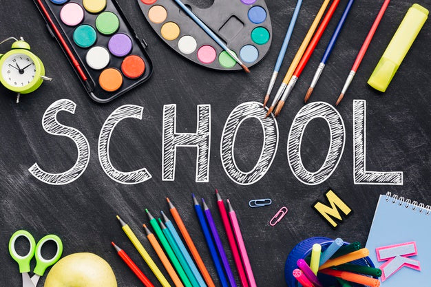 Free Flat Lay Back To School With Colourful Supplies Psd