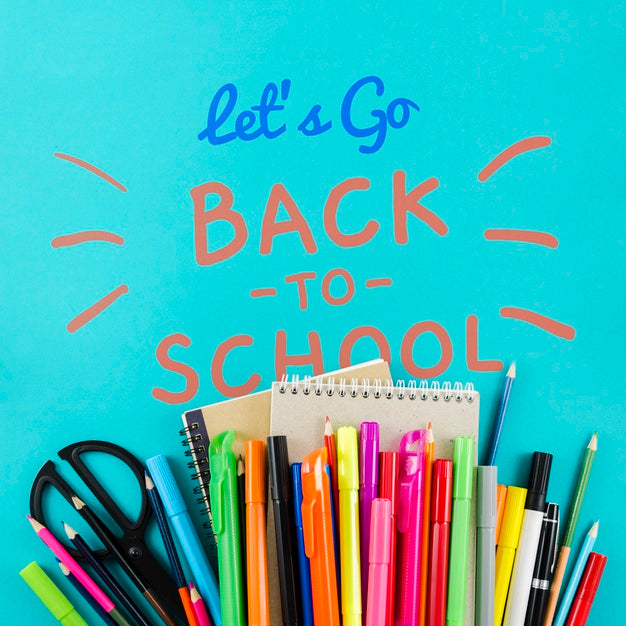 Free Flat Lay Back To School With Colourful Supplies Psd