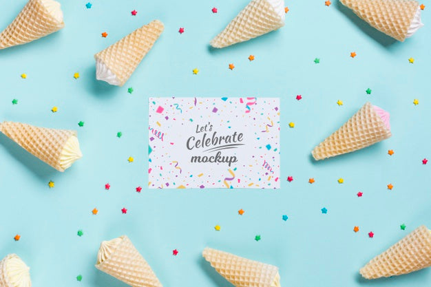 Free Flat Lay Birthday Concept With Icecream Psd