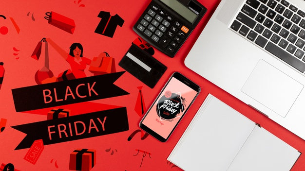 Free Flat Lay Black Friday Mock-Up Concept Psd