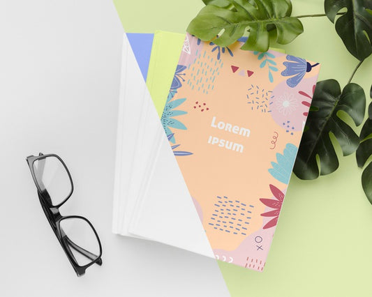 Free Flat Lay Books And Glasses Arrangement Psd